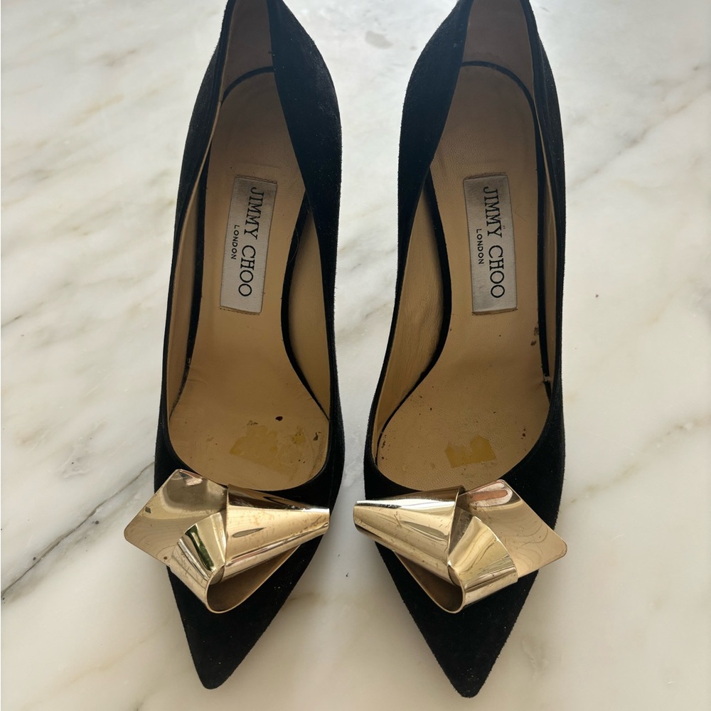Jimmy Choo black heals. Lightly worn